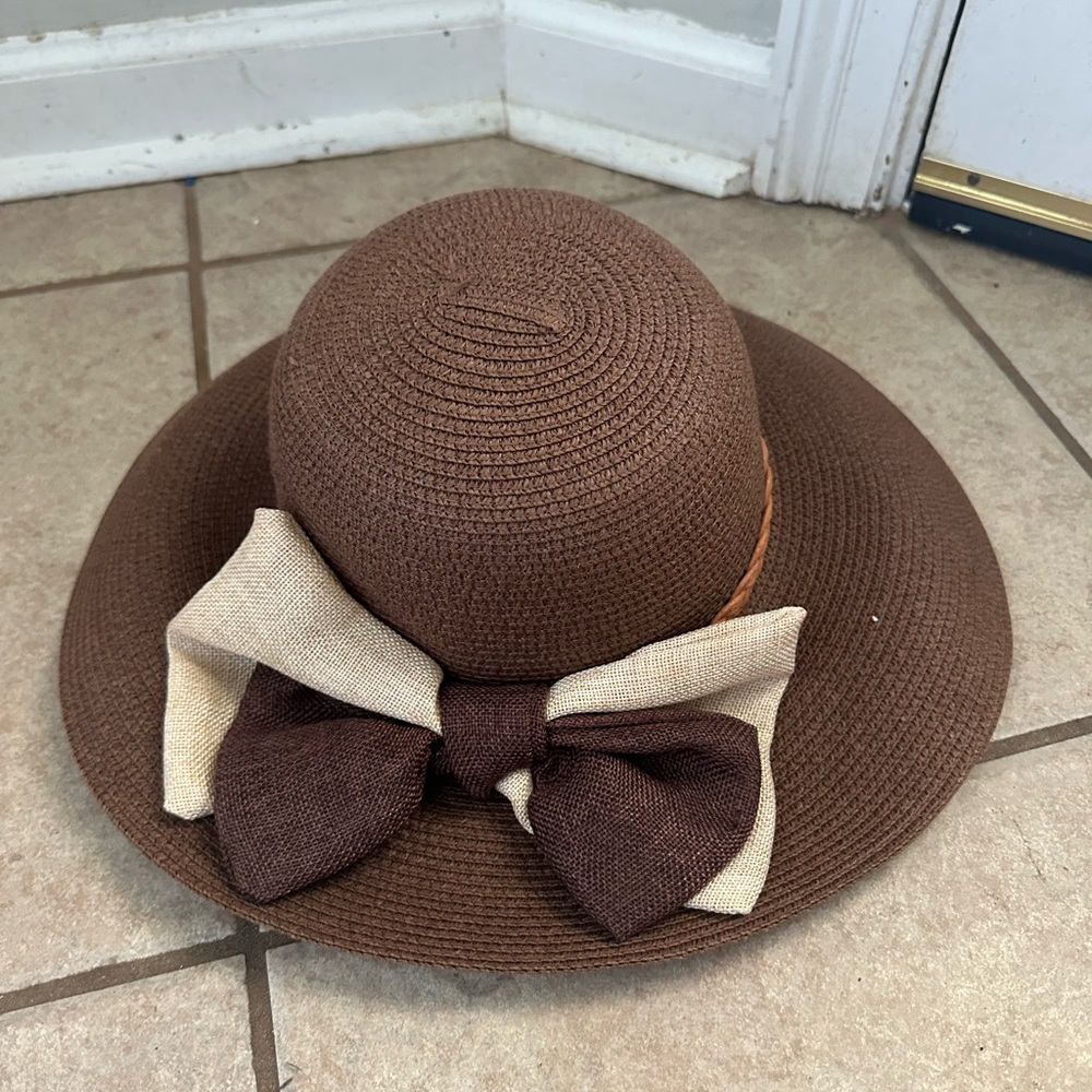 Elegant Brown Sun Hat with Bow